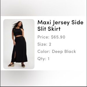 Torrid Black Maxi Side Slit Skirt